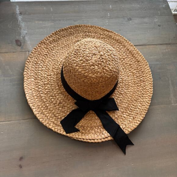 Natural Vintage Bow Back Straw Hat - Picture 2 of 10